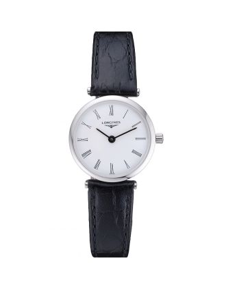 Longines La Grande Classique White Dial Black Leather Band Femme 622128