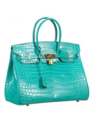 Hermes Birkin 35 Crocodile Leather Lagoon 608054