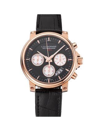 Chopard L.U.C 8HF Power Control Black Dial Black Leather Bracelet 1454002