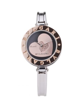 Bvlgari B.ZERO1 30mm Black Heart Dial Steel Case Brown Bezel Steel Bracelet