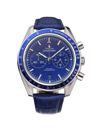 Omega Speedmaster Blue Dial Stainless Steel Case Blue Leather Strap 622808