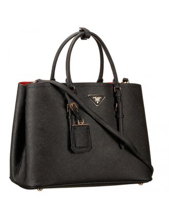 Prada Saffiano Double Tote Black