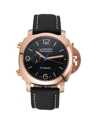 Panerai Luminor 1950 3 Days Chrono Flyback Black Dial Rose Gold Case Black Leather Strap