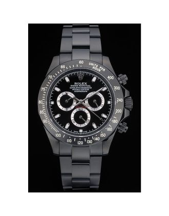 Rolex Daytona Black Ion Plated Tachymeter Black Stainless Steel Strap Black Dial 80247