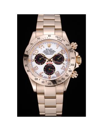 Rolex Cosmograph Daytona White with Black Subdials Gold Bracelet 622548