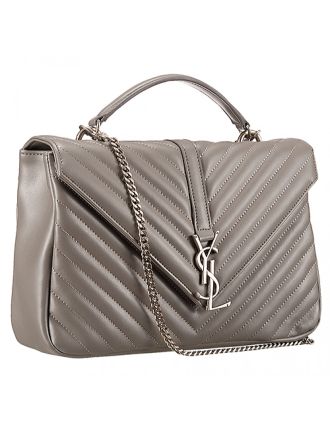 Saint Laurent College Matelasse Large Bag Grey