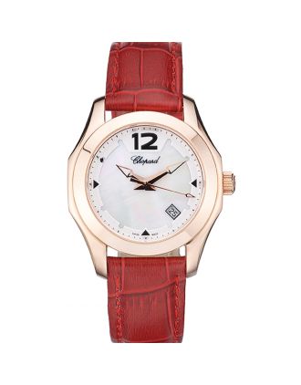 Chopard Red Leather Bracelet Watch 80276