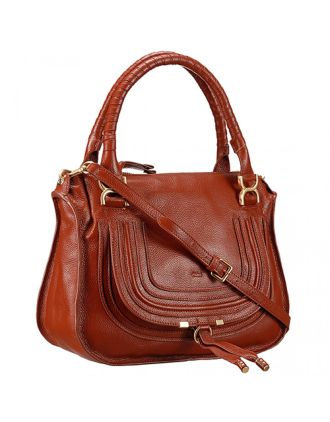 Chloe Marcie Satchel Crossbody Bag Dark Brow