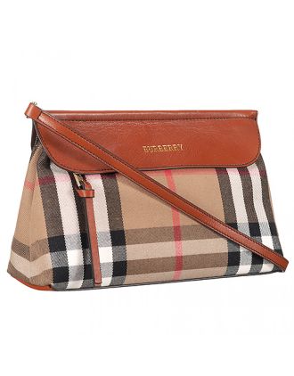 Burberry House Check And Brown Leather Clutch Bag 18926892