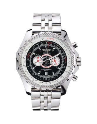 Breitling Bentley Chronograph Black Dial Stainless Steel Strap 98192