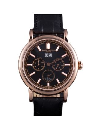 Patek Philippe Grand Complications Rose Gold Bezel Black Croco Strap 80292