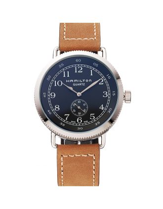 Hamilton Navy Pioneer Small Second Black Dial Stainless Steel Case Light Brown Leather Strap