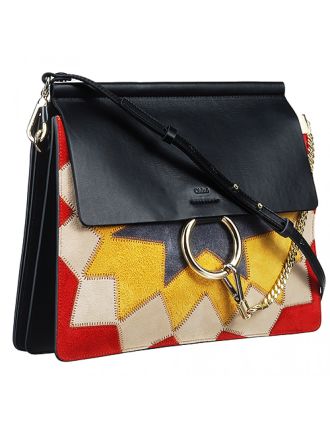 Chloe Faye Patchwork Suede Black Bag 18927053