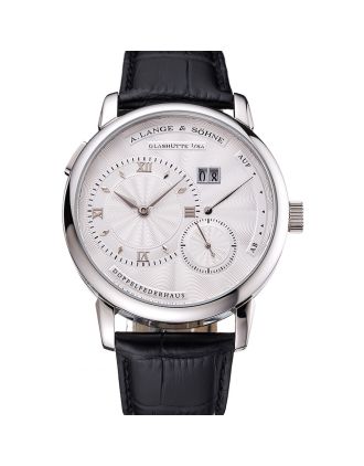 A. Lange & Sohne Lange 1 White Dial Stainless Steel Case Black Leather Strap