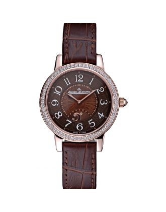 Jaeger LeCoultre Rendez-Vous Brown Dial Brown Leather Strap Rose Gold Diamond Bezel 622084