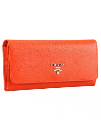 Prada Saffiano Leather Orange Wallet