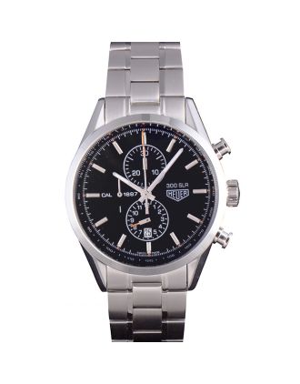 Tag Heuer SLR Polished Stainless Steel Case Black Dial Stainless Steel Strap