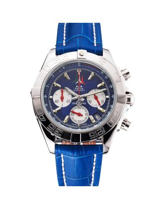 Breitling Chronomat Frecce Tricolori Blue Dial Stainless Steel Case Blue Leather Strap