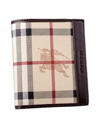 Burberry Haymarket Check Folding 6 Cards Wallet Black