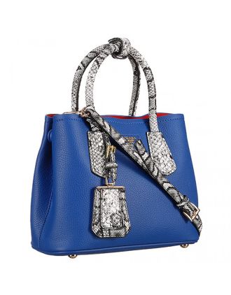 Prada Double Tote Blue With Python Handles 18926825
