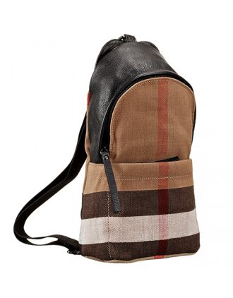 Burberry Man Single Strap Canvas Check Backpack Black 608271