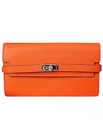 Hermes Kelly Long Wallet Orange 608074