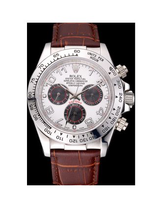 Rolex Daytona Stainless Steel Case White Dial Brown Leather Strap