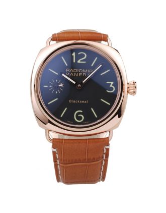 Panerai Radiomir Rose Gold Case Black Dial Brown Leather Strap 98137