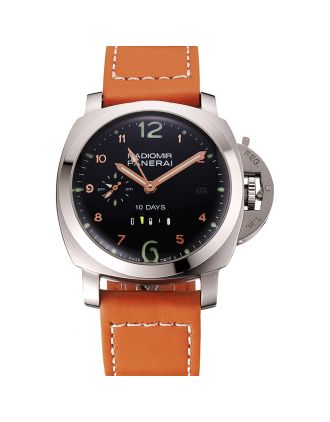 Panerai Radiomir Stainless Steel Bezel Orange Leather Bracelet 622317