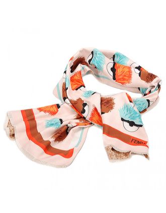 Fendi Eyes Monster Peach Scarf 621714