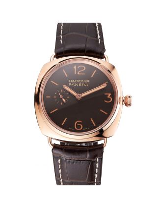 Swiss Panerai Radiomir Oro Rosso Brown Dial Rose Gold Case Brown Leather Strap