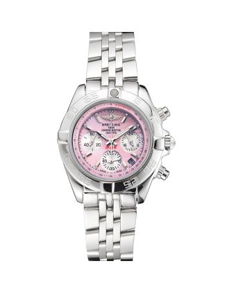 Breitling Chronomat Quartz Pink Dial Stainless Steel Case And Bracelet