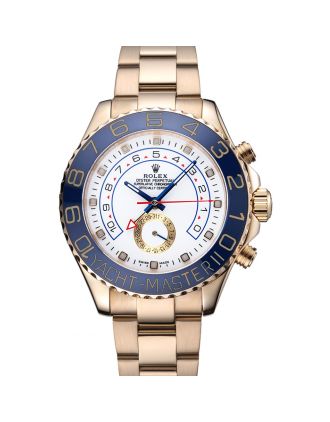 Rolex Yachtmaster II White Dial Blue Bezel Gold Bracelet 622271