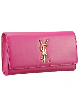 Saint Laurent Classic Monogram Clutch Fuchsia 608325