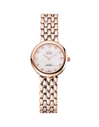 Omega De Ville Prestige No Date White Dial With Diamonds Rose Gold Case Two Tone Bracelet