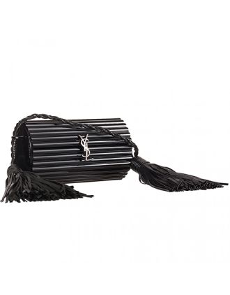 Saint Laurent Shiny Black Opium Plexiglass Tassel Minaudiere Bag 18927017