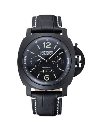 Panerai Luminor Black Ionized Stainless Steel Case Black Dial Black Leather Strap 98162