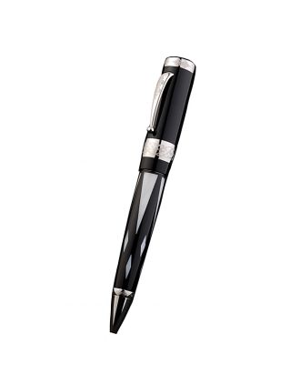 MontBlanc Black And Silver Design Ballpoint Pen With MB Engraving
