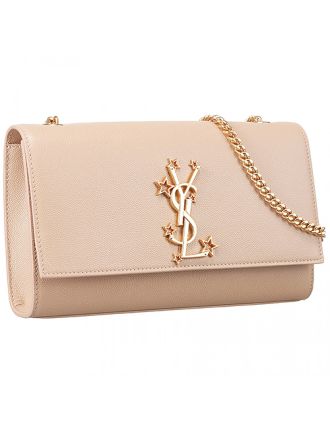 Saint Laurent Metallic Stars Logo Chain Shoulder Beige Bag 18927399