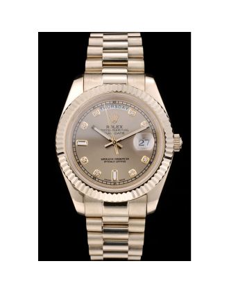 Rolex DayDate Gold Stainless Steel Ribbed Bezel Goldish Dial 41979