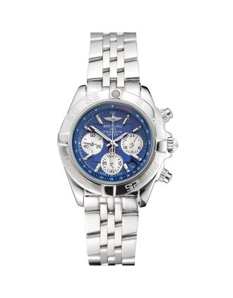 Breitling Chronomat Quartz Blue Dial Stainless Steel Case And Bracelet