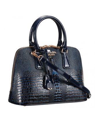 Prada Promenade Crocodile Leather Bag Dark Blue