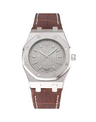 Audemars Piguet Royal Oak Fondation Gray Dial Stainless Steel Case Brown Leather Strap