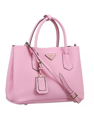 Prada Double Tote Pebbled Leather Pink 18927296