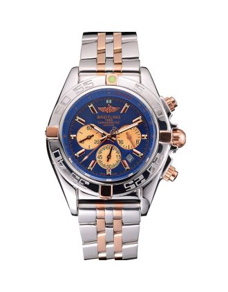 Breitling Chronomat 44 Blue Dial with White Subdials 2 Tone Stainless Steel Bracelet 622510