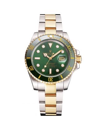 Swiss Rolex Submariner Green Dial And Bezel Two Tone Steel Gold Bracelet