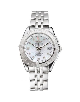 Breitling Colt Lady Pearl Dial Diamond Hour Marks Stainless Steel Case And Bracelet
