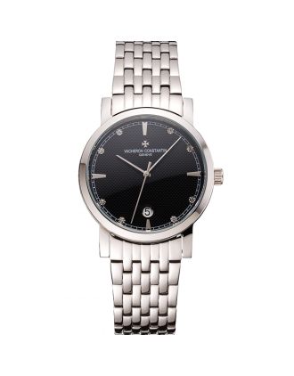 Vacheron Constantin Fine Black Dial Stainless Steel Case And Bracelet