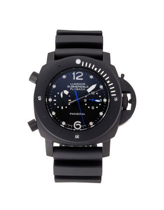Panerai Luminor Submersible Flyback GMT Black Dial Black Ionized Case Black Rubber Strap