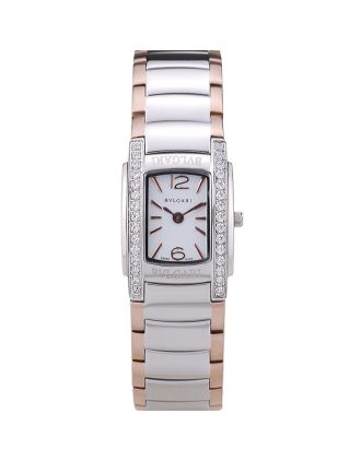Bvlgari Assioma D 20mm White Dial Stainless Steel Case With Diamonds Two Tone Bracelet